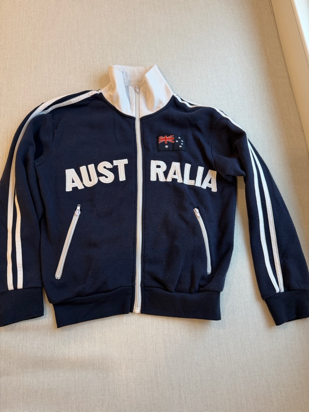 Kids Navy Australia Zip-Front Track Jacket with White Trim